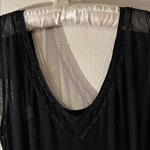 Elegant Black Sheer Dress with Lace Detail - Picture 11 of 16